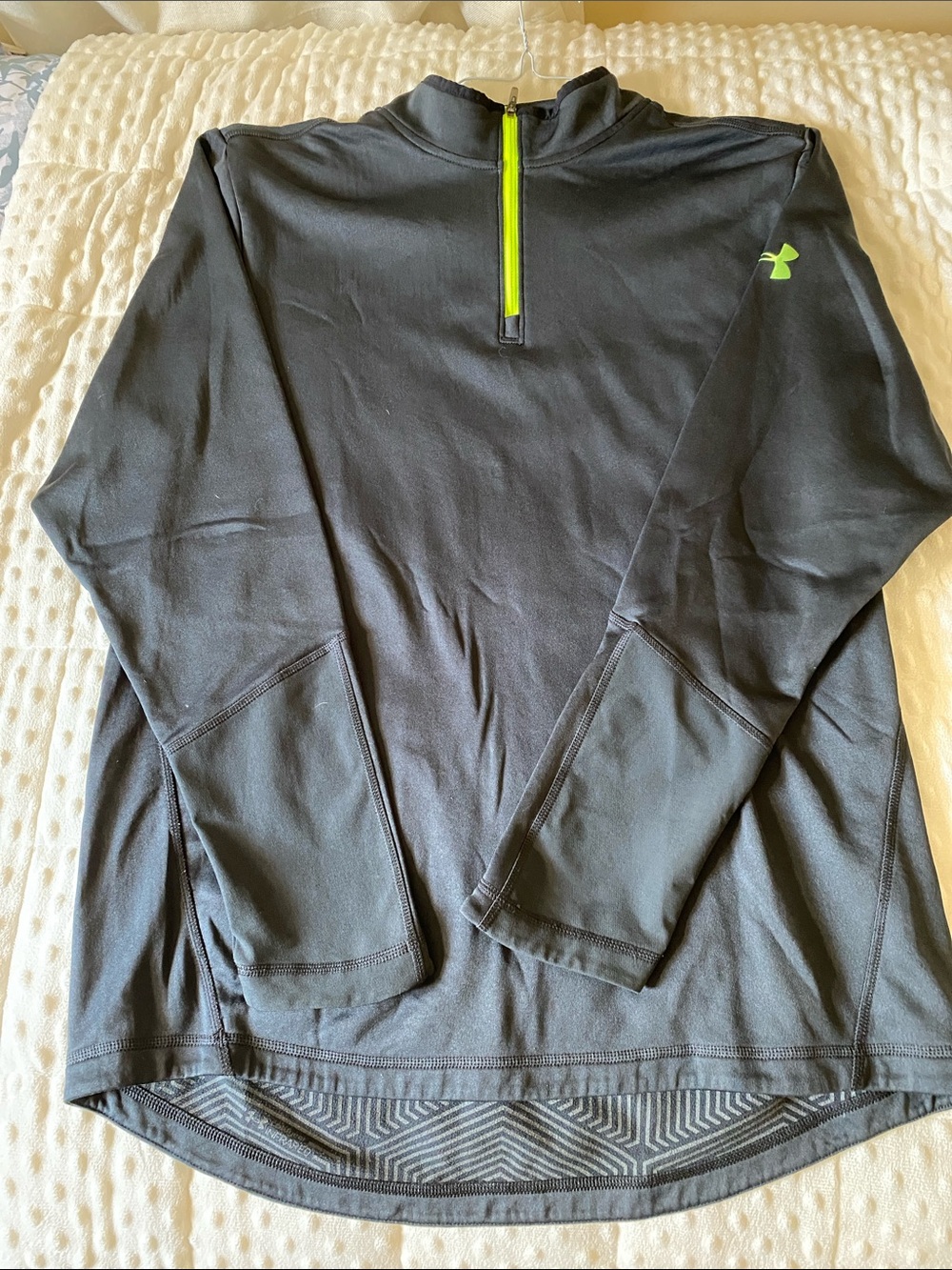 Under Armour Men’s Black Half-Zip Pullover with Neon Yellow Accents